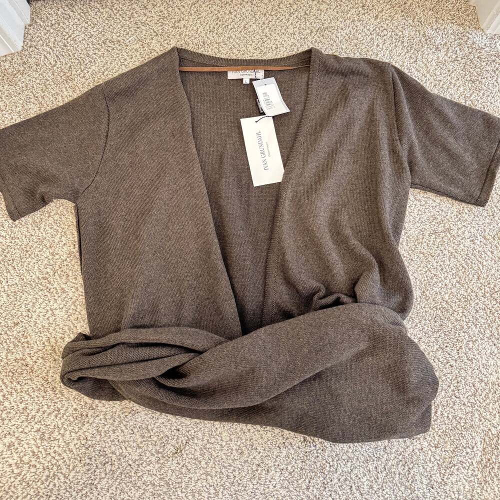 Women’s Ivan Grundahl Size Large Avant-garde Brown Wrap Shirt Cardigan